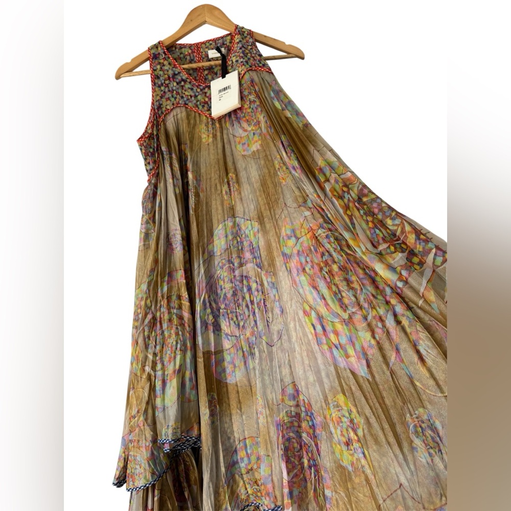 Wunderkind multi-colored floral print pleated dress - Picture 4 of 8